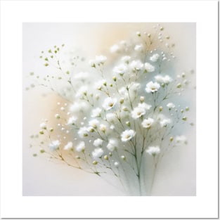 Vibrant Gypsophila paniculata Decor - Watercolor Flower Posters and Art